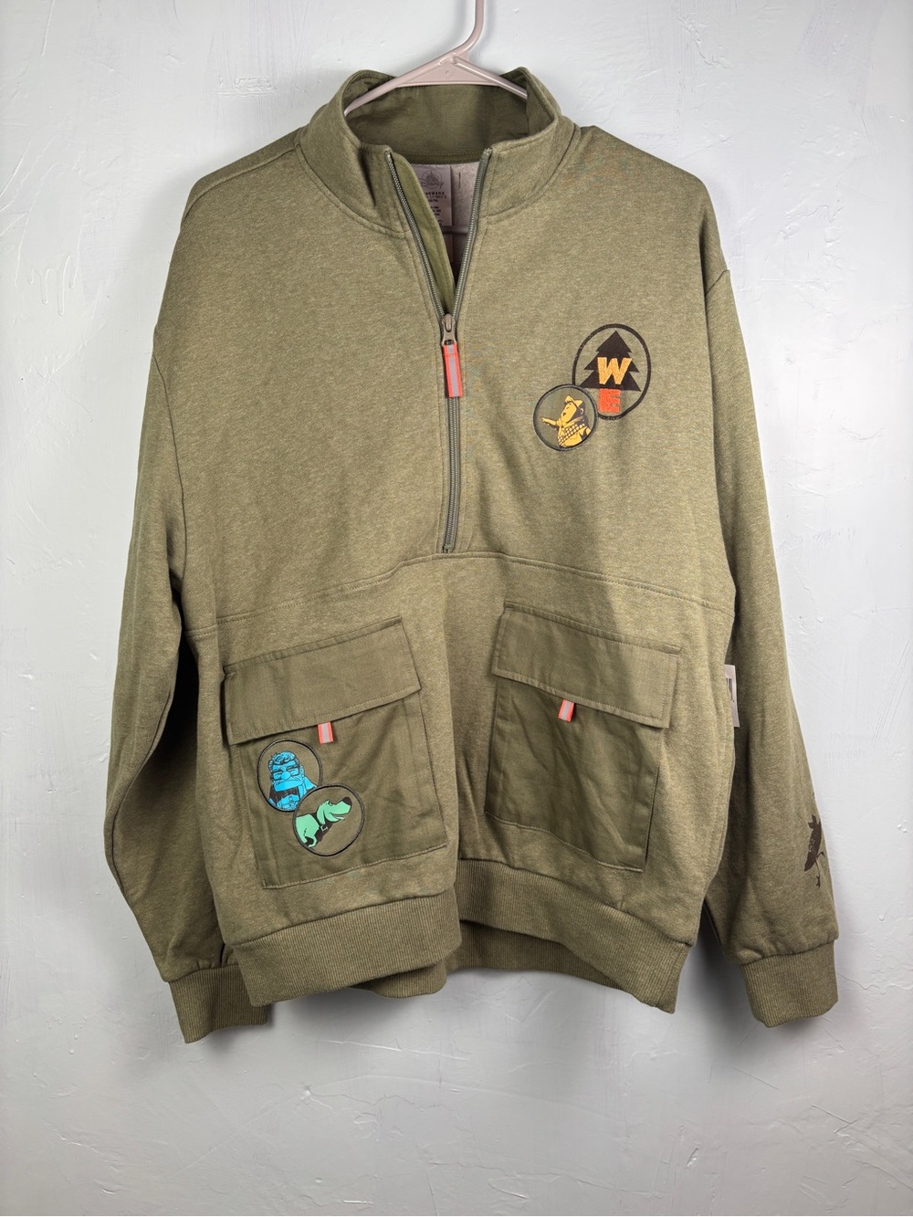 Adult Disney Pixar UP Wilderness Explorer Green Half-Zip Sweatshirt
